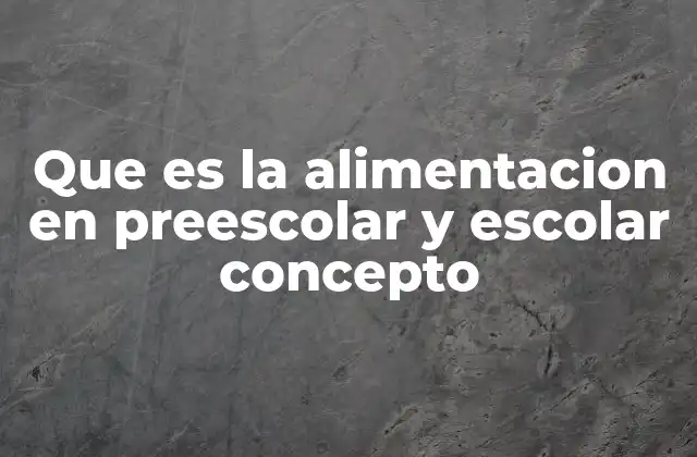 Que es la Alimentacion en Preescolar y Escolar Concepto