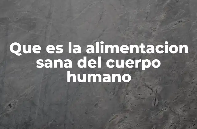 Que es la Alimentacion Sana Del Cuerpo Humano