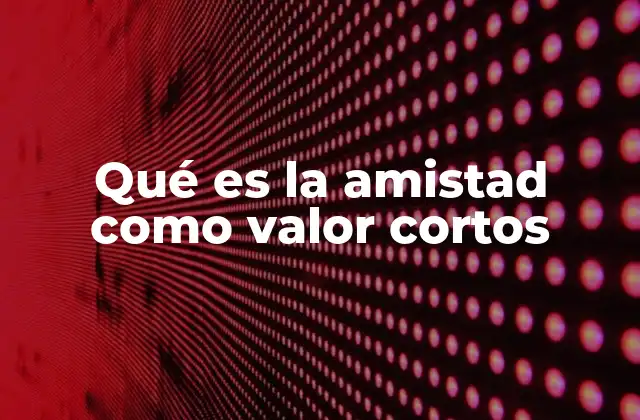 Qué es la Amistad como Valor Cortos