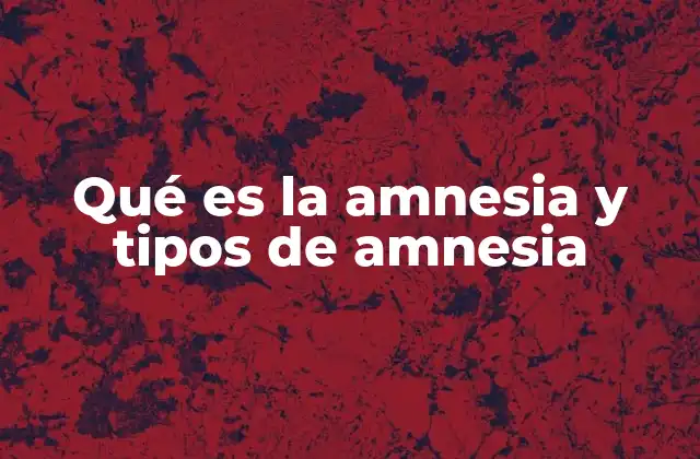 Qué es la Amnesia y Tipos de Amnesia