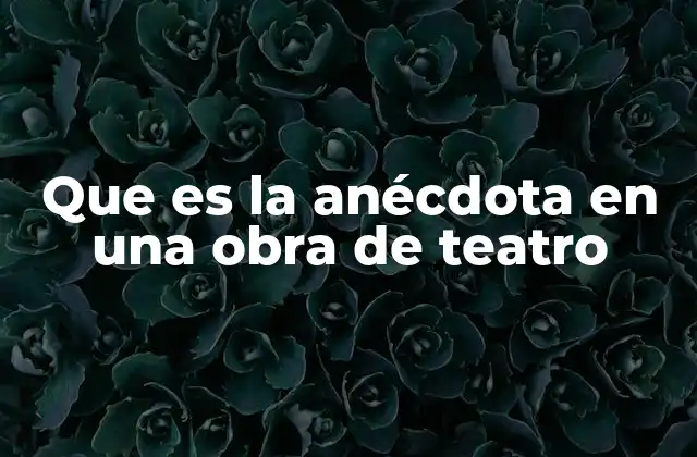 Que es la Anécdota en una Obra de Teatro