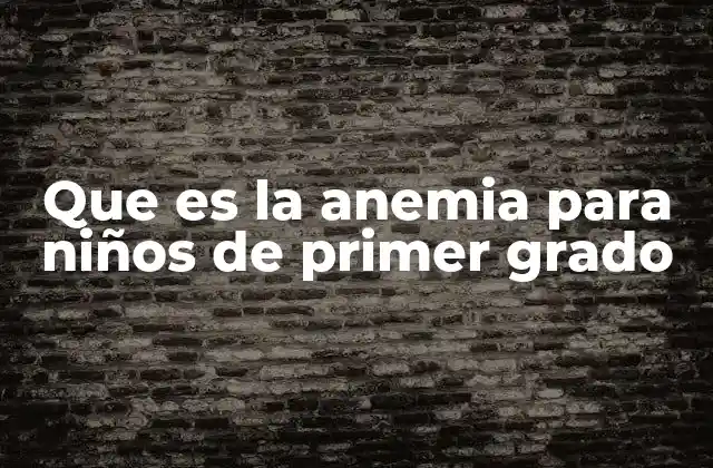 Que es la Anemia para Niños de Primer Grado