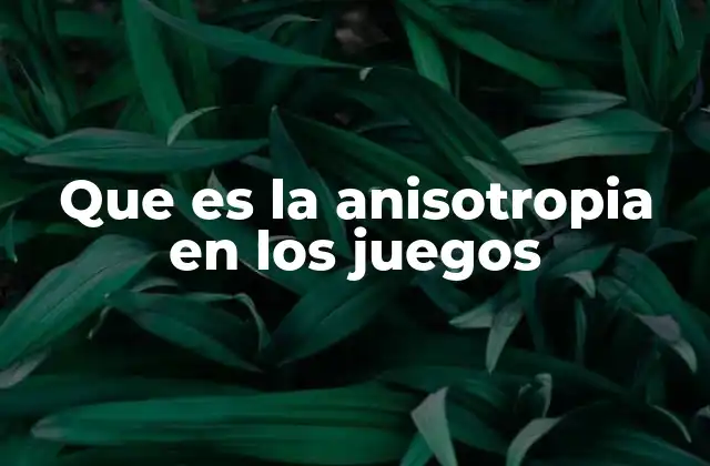 Que es la Anisotropia en los Juegos