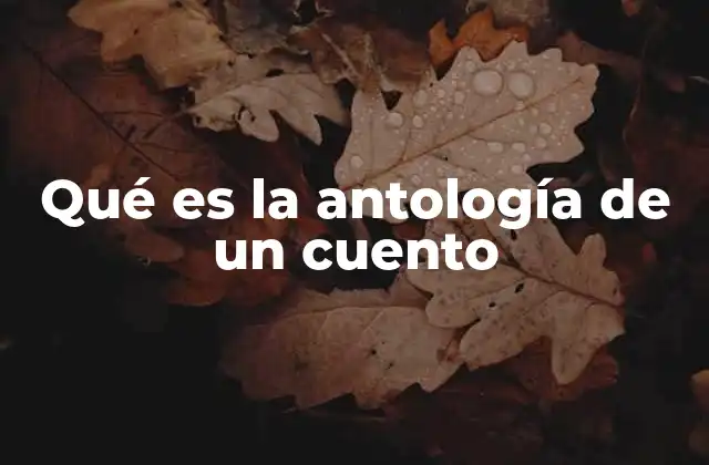 Qué es la Antología de un Cuento