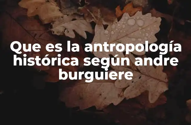 Que es la Antropología Histórica según Andre Burguiere