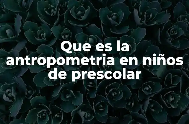 Que es la Antropometria en Niños de Prescolar