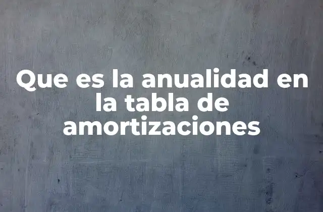 Que es la Anualidad en la Tabla de Amortizaciones