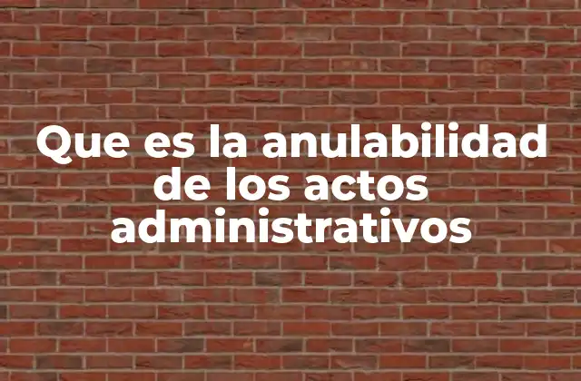 Que es la Anulabilidad de los Actos Administrativos