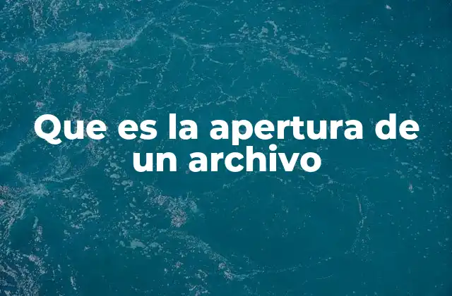 Que es la Apertura de un Archivo