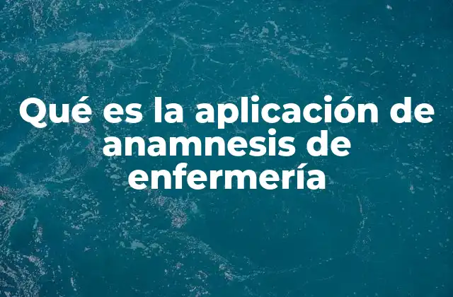 Qué es la Aplicación de Anamnesis de Enfermería