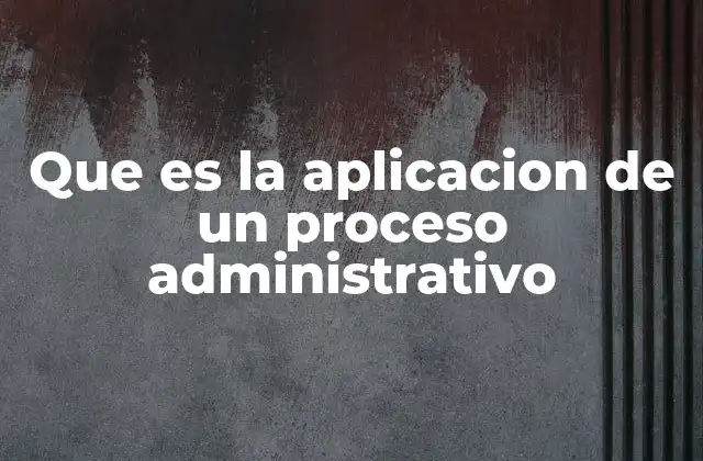 Que es la Aplicacion de un Proceso Administrativo