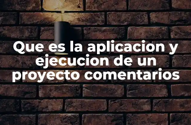 Que es la Aplicacion y Ejecucion de un Proyecto Comentarios