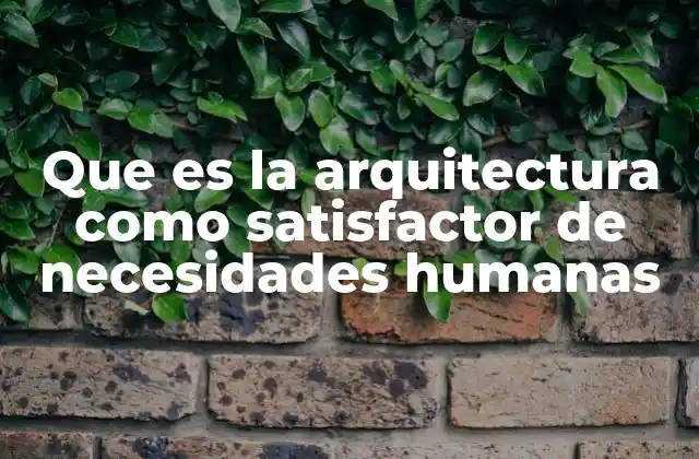 Que es la Arquitectura como Satisfactor de Necesidades Humanas