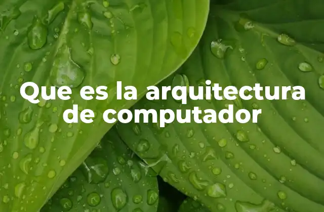 Que es la Arquitectura de Computador