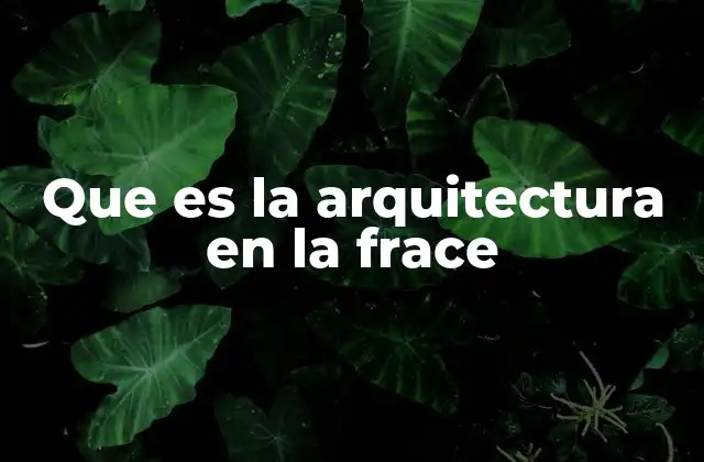 Que es la Arquitectura en la Frace