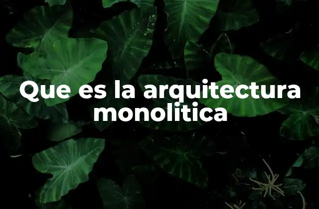 Que es la Arquitectura Monolitica