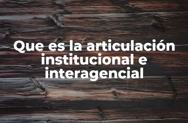 Que es la Articulación Institucional e Interagencial