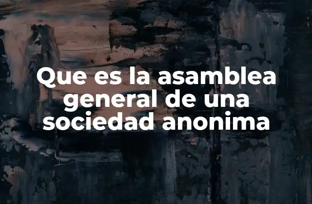Que es la Asamblea General de una Sociedad Anonima