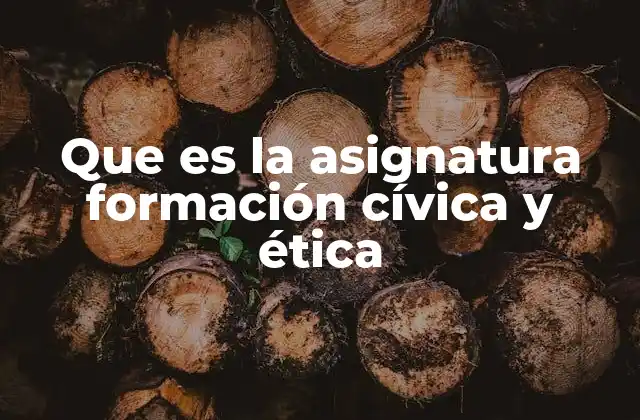 Que es la Asignatura Formación Cívica y Ética