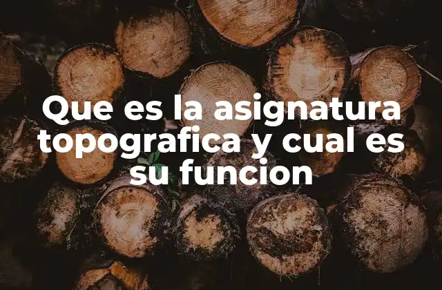 Que es la Asignatura Topografica y Cual es Su Funcion