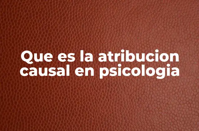 Que es la Atribucion Causal en Psicologia