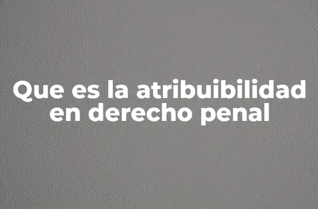 Que es la Atribuibilidad en Derecho Penal
