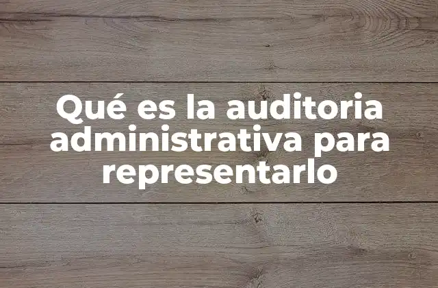 Qué es la Auditoria Administrativa para Representarlo