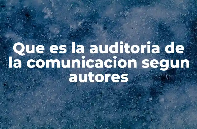 Que es la Auditoria de la Comunicacion Segun Autores