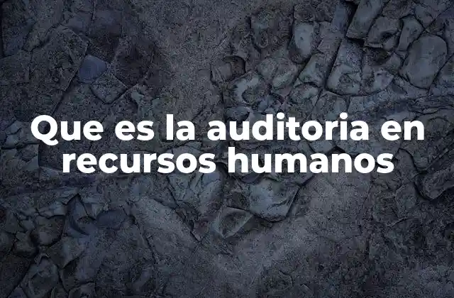 Que es la Auditoria en Recursos Humanos