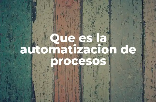 Que es la Automatizacion de Procesos