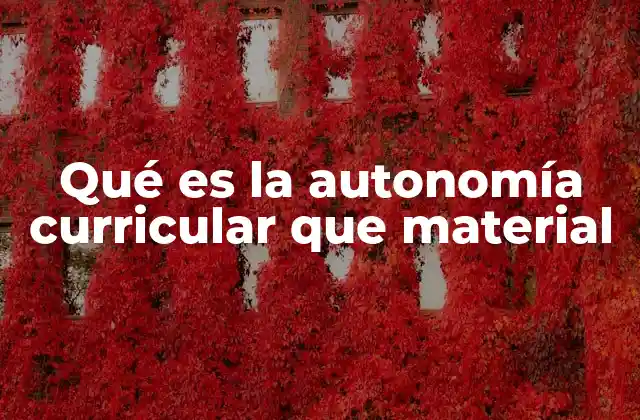 Qué es la Autonomía Curricular que Material