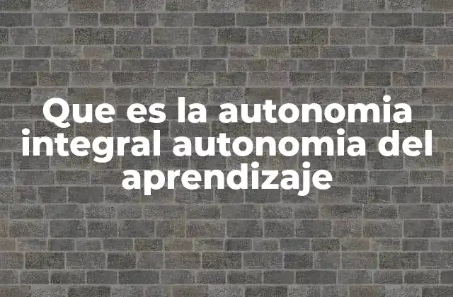 Que es la Autonomia Integral Autonomia Del Aprendizaje