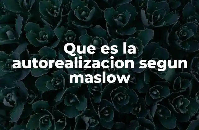 Que es la Autorealizacion Segun Maslow