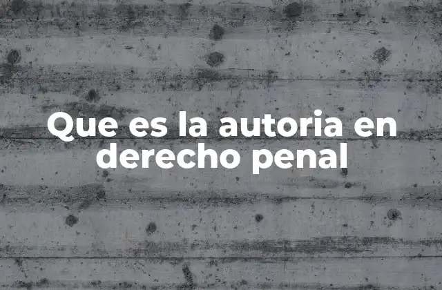 Que es la Autoria en Derecho Penal