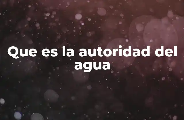 Que es la Autoridad Del Agua