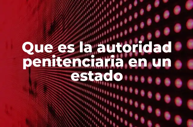 Que es la Autoridad Penitenciaria en un Estado