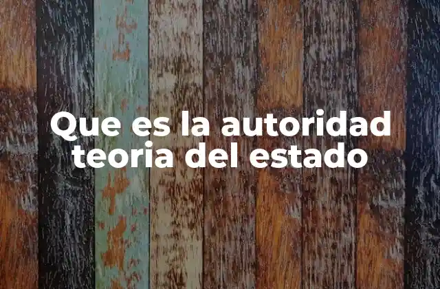 Que es la Autoridad Teoria Del Estado