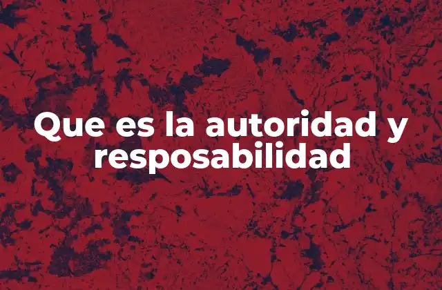 Que es la Autoridad y Resposabilidad