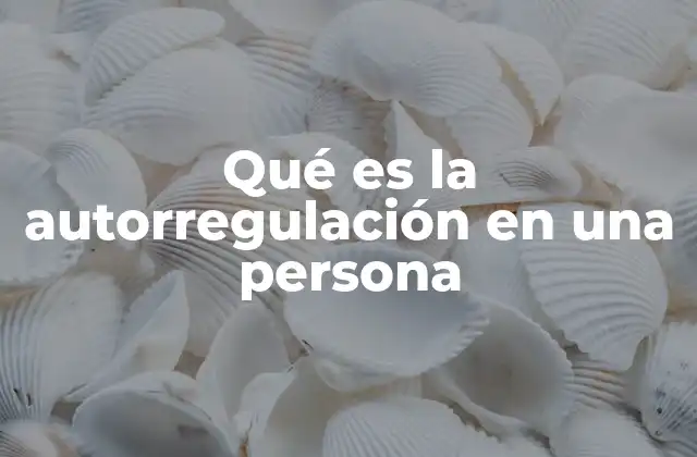 Qué es la Autorregulación en una Persona