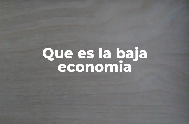 Que es la Baja Economia