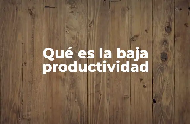 Qué es la Baja Productividad 2 Factores que influyen en la productividad laboral