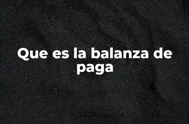 Que es la Balanza de Paga