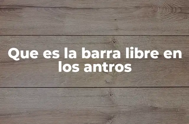 Que es la Barra Libre en los Antros