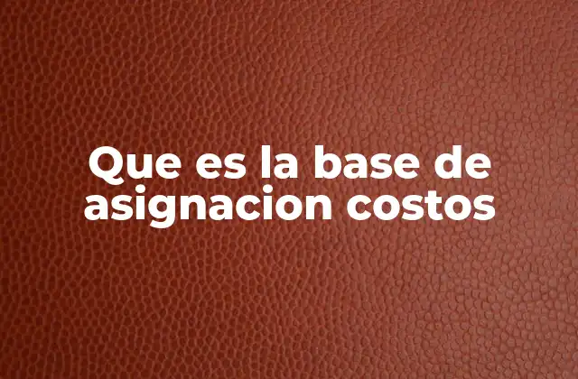 Que es la Base de Asignacion Costos