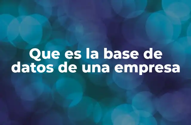 Que es la Base de Datos de una Empresa