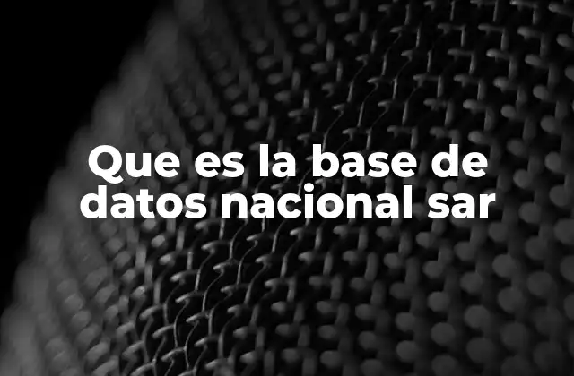 Que es la Base de Datos Nacional Sar