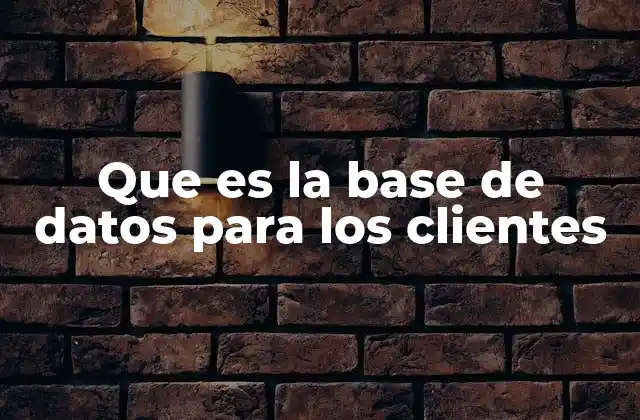 Que es la Base de Datos para los Clientes