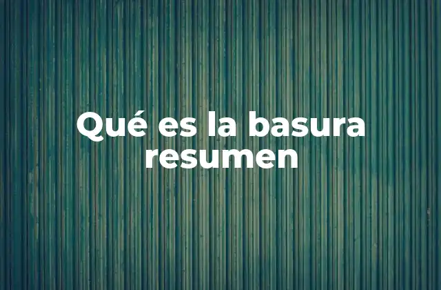 Qué es la Basura Resumen