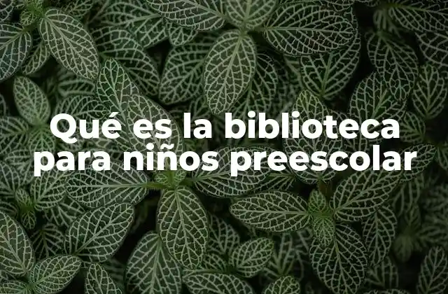 Qué es la Biblioteca para Niños Preescolar