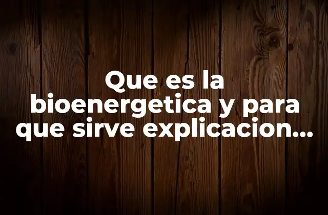 Que es la Bioenergetica y para que Sirve Explicacion Breve